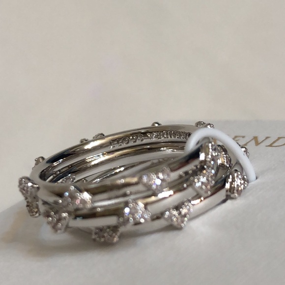 Kendra Scott Silver Tone Haven Heart 3PC Stackable Ring Set Size 7 Crystal NWT - Picture 16 of 16
